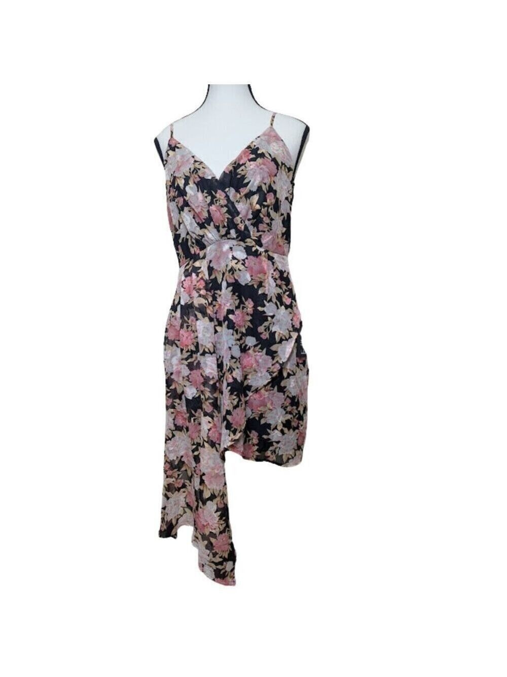 Lulus Floral Asymmetrical Wrap Dress – NWT Size M (Repair Needed)